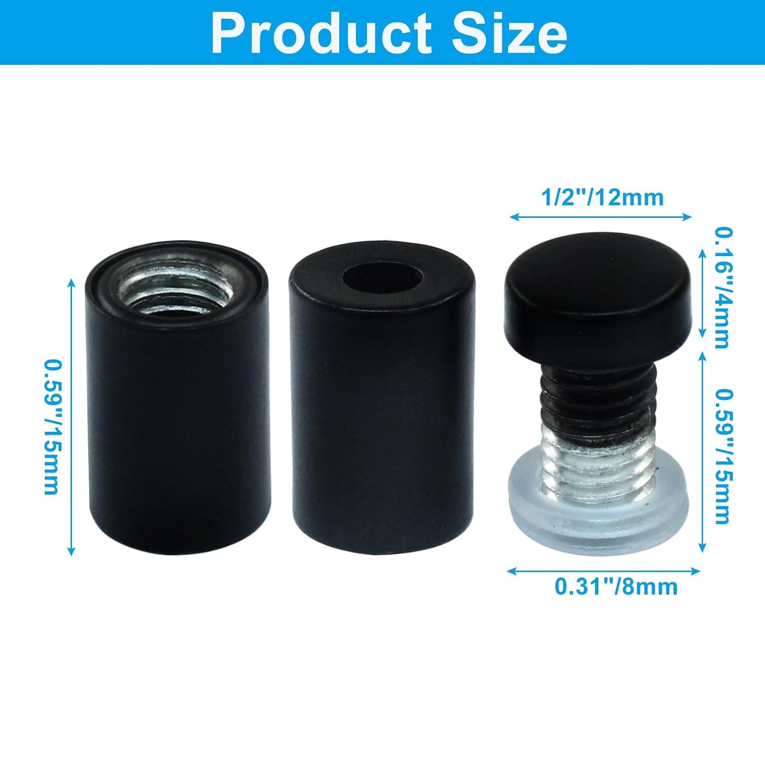 Black sign standoffs — ½″ × ¾″