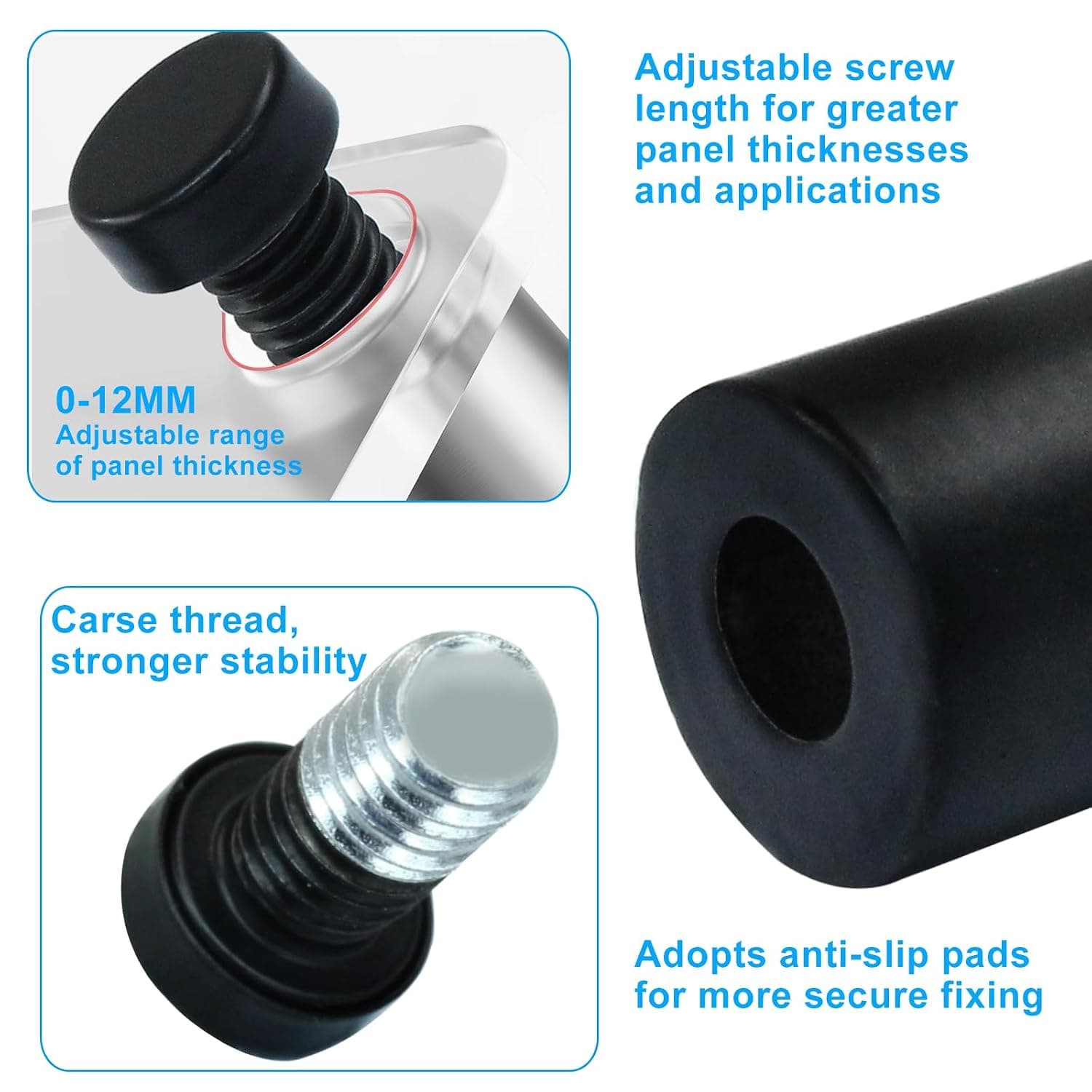 Black sign standoffs — ½″ × ¾″