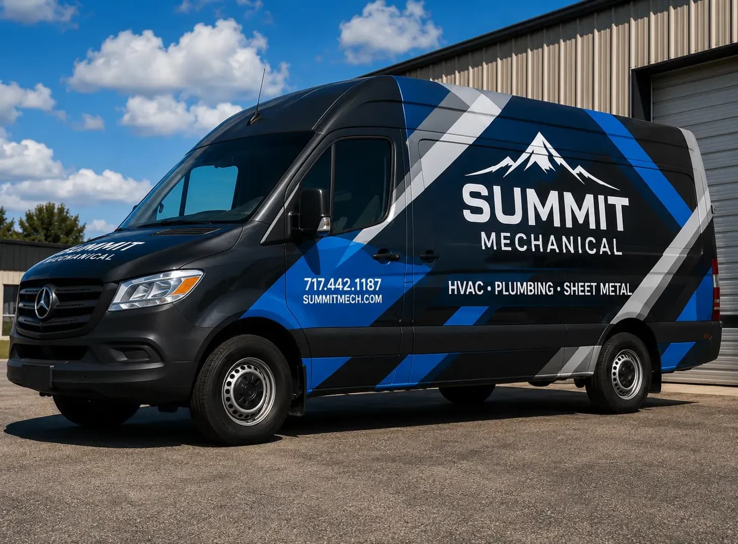 Cargo van in a full-color printed commercial wrap