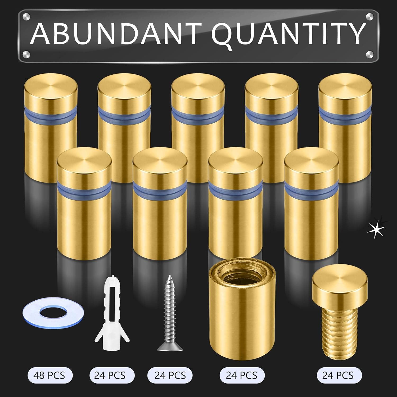 Gold sign standoffs — ½″ × ¾″