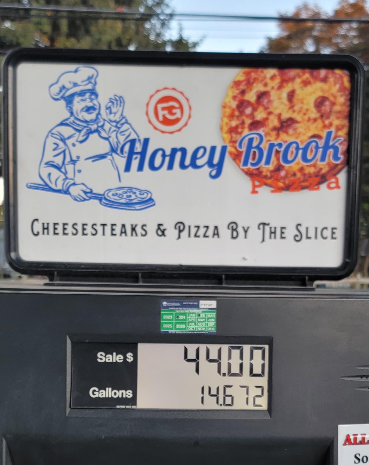 Custom Honey Brook Pizza gas-pump topper sign by Print Habit, Honey Brook PA