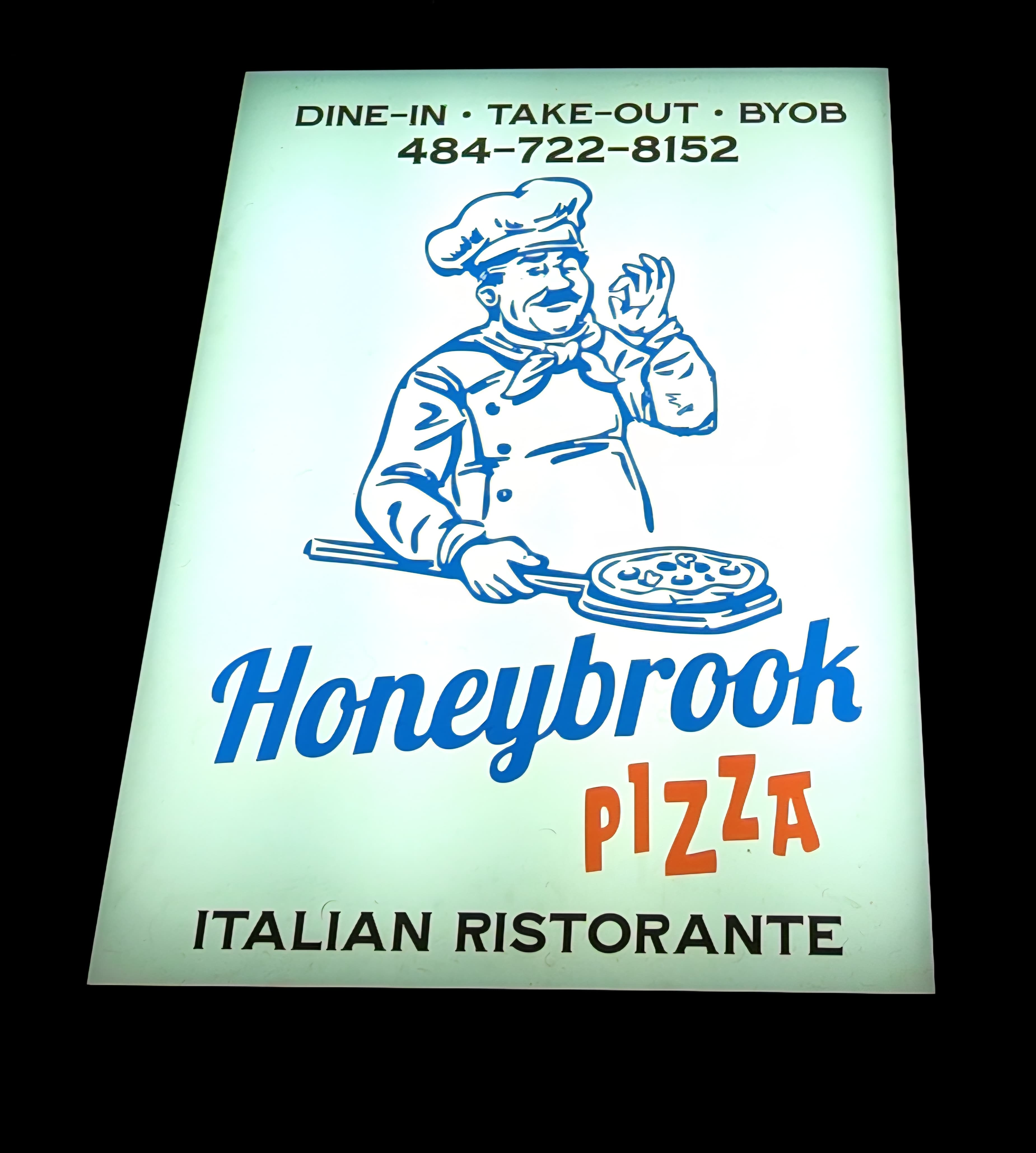 Backlit UV-printed lightbox signage for Honeybrook Pizza by Print Habit, Coatesville PA