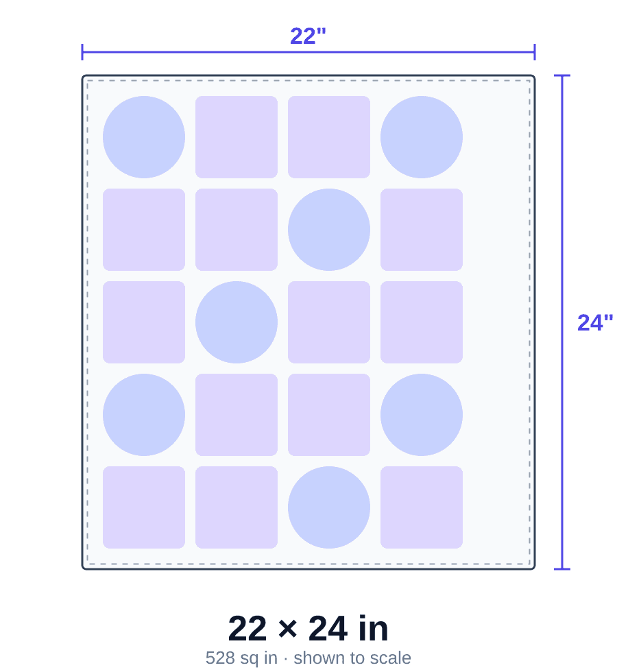 22 × 24 inch DTF gang sheet size diagram