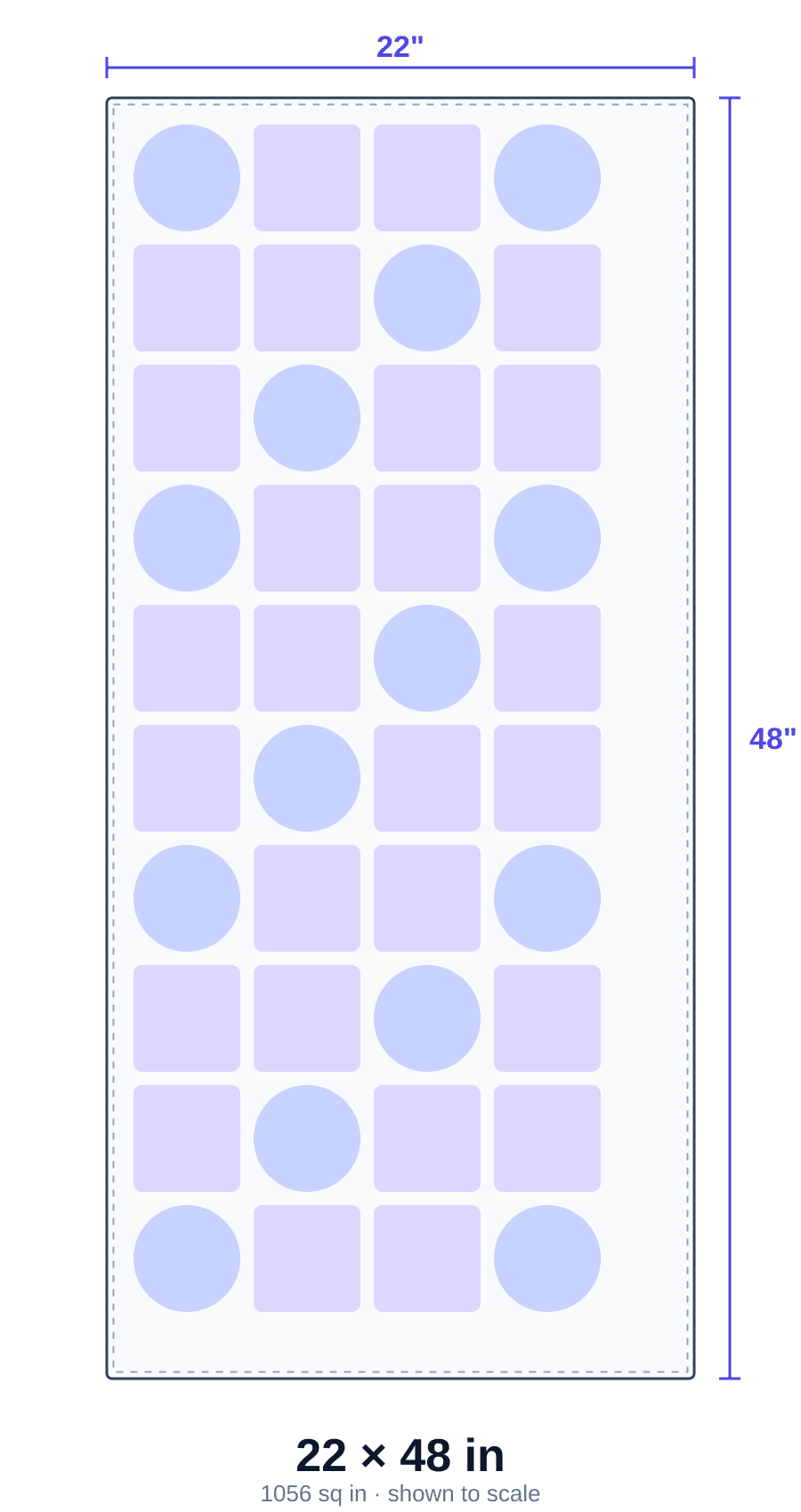 22 × 48 inch DTF gang sheet size diagram