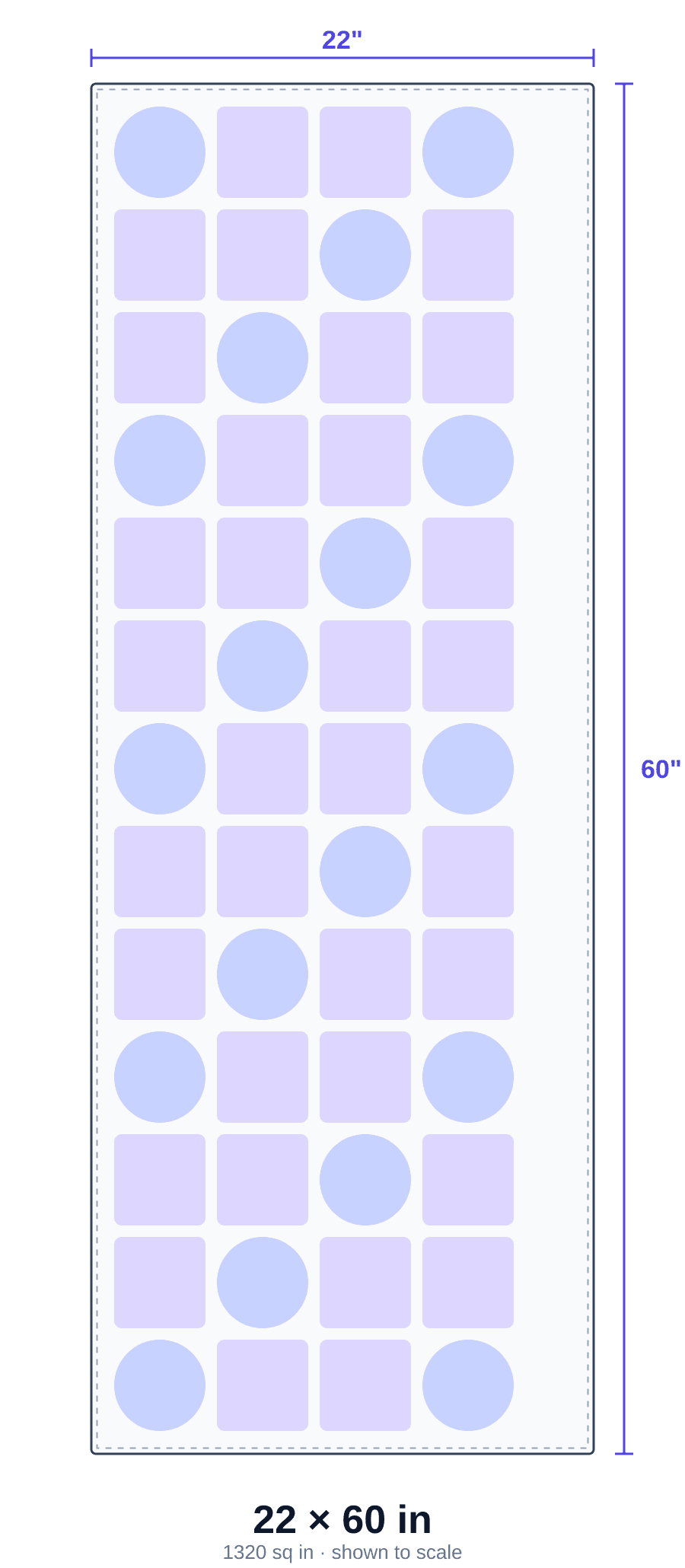 22 × 60 inch DTF gang sheet size diagram