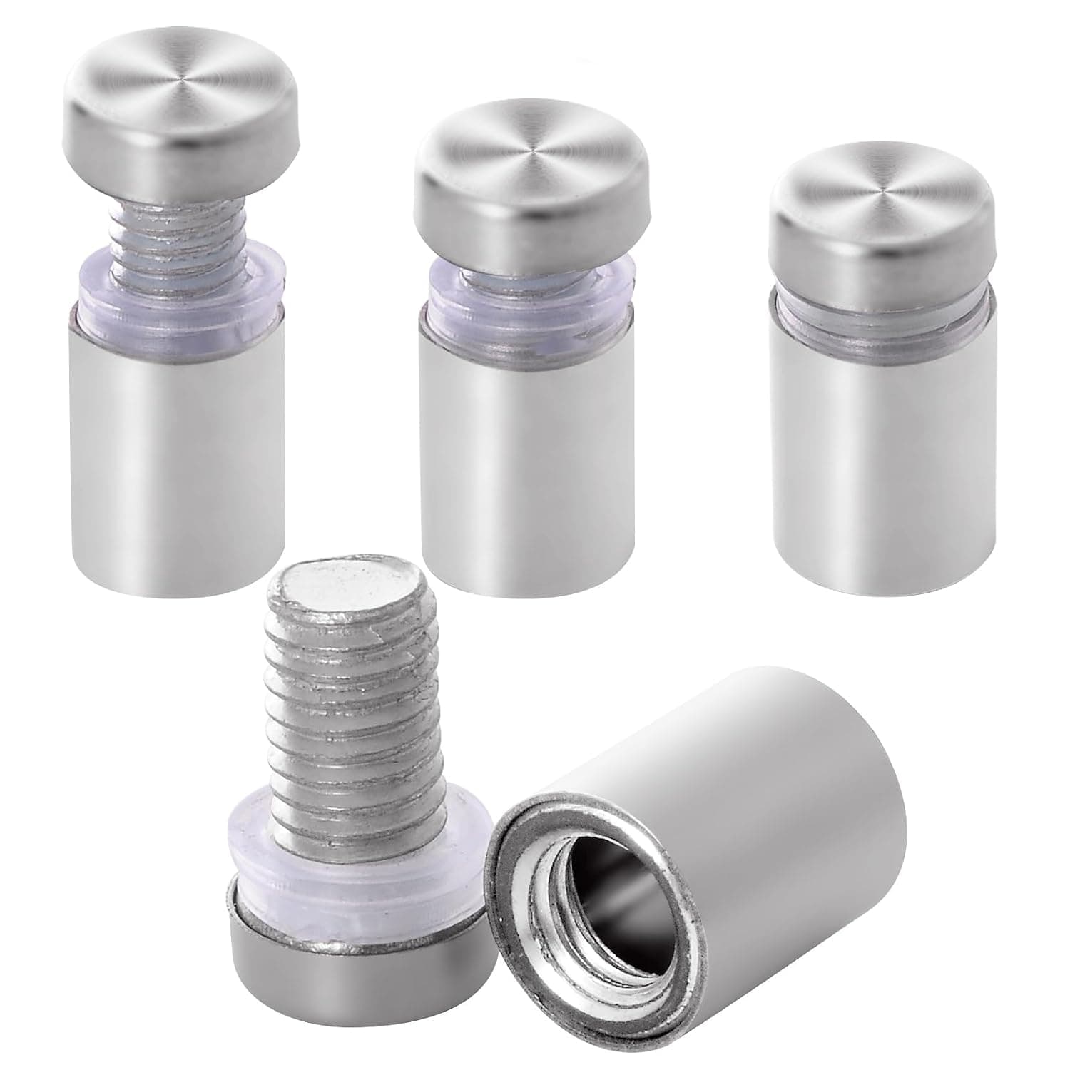 Silver sign standoffs — ½″ × ¾″