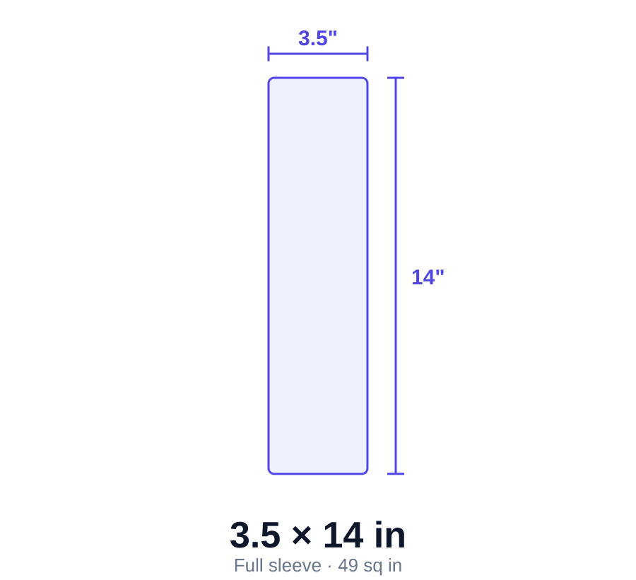 3.5 × 14 inch design — full sleeve print size