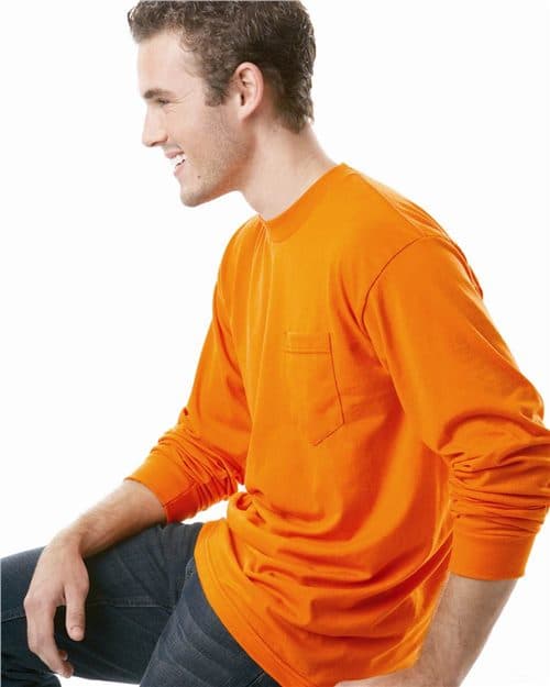 Unisex USA-Made 50/50 Long Sleeve Pocket T-Shirt