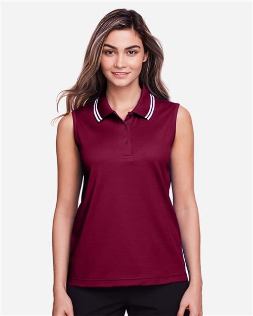 Women's CrownLux Performance® Plaited Tipped Sleeveless Polo