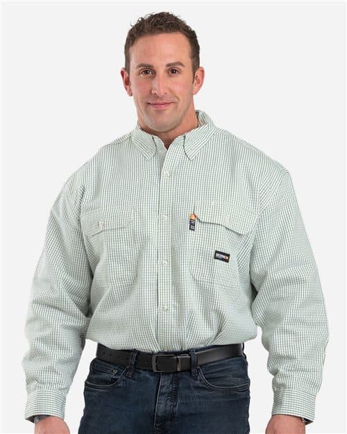 Men's Flame-Resistant Down Plaid Work Shirt