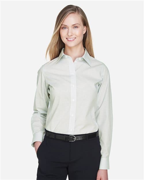 Women's Crown Collection® Micro Tattersall Woven Dress Shirt