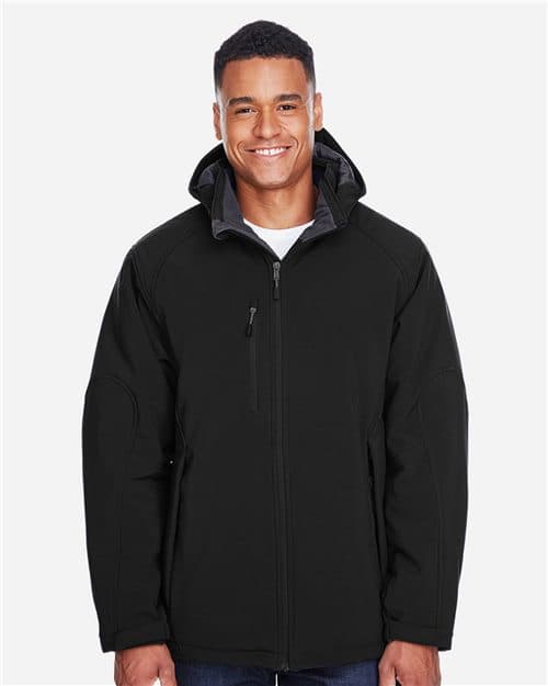 Men's Glacier Insulated Three-Layer Fleece Soft Shell Hood Jacket with Detachable Hood