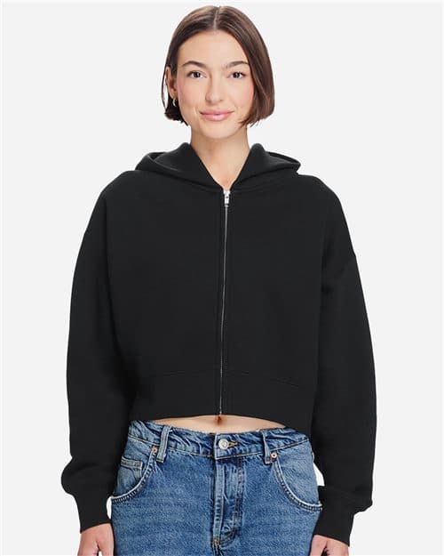 Women's Relaxed Cropped Full-Zip Hoodie Sweatshirt
