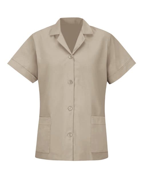 Women's Loose Fit Short Sleeve Button Smock