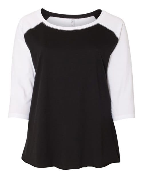 Women's Curvy Collection Baseball Three-Quarter Sleeve Tee