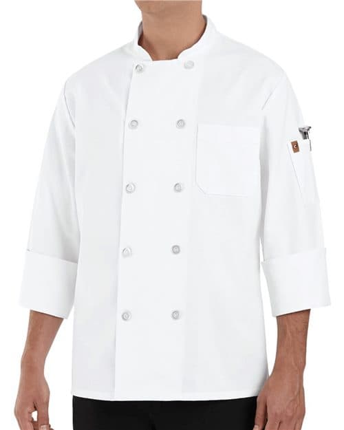 100% Polyester Ten Pearl Button Chef Coat