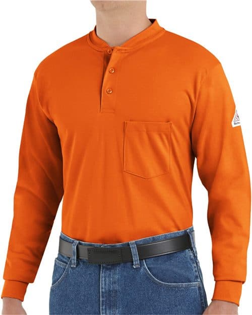 Men's Long Sleeve Tagless Henley Shirt