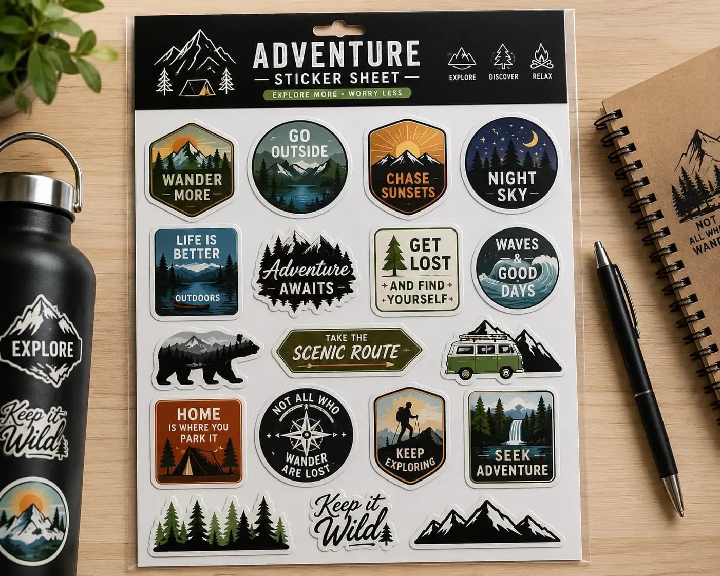 Kiss-cut sticker sheets with multiple designs per sheet