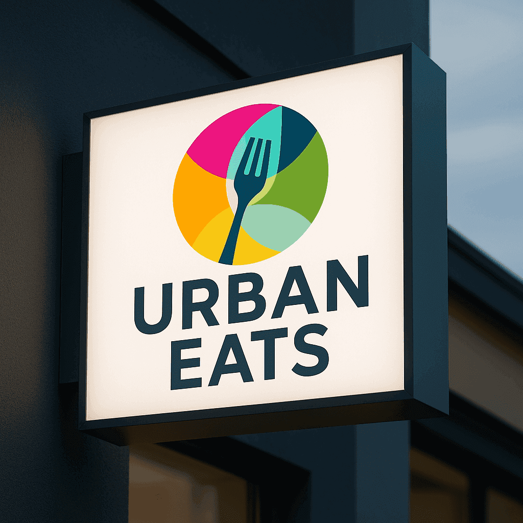 Backlit UV-printed acrylic sign for Urban Eats