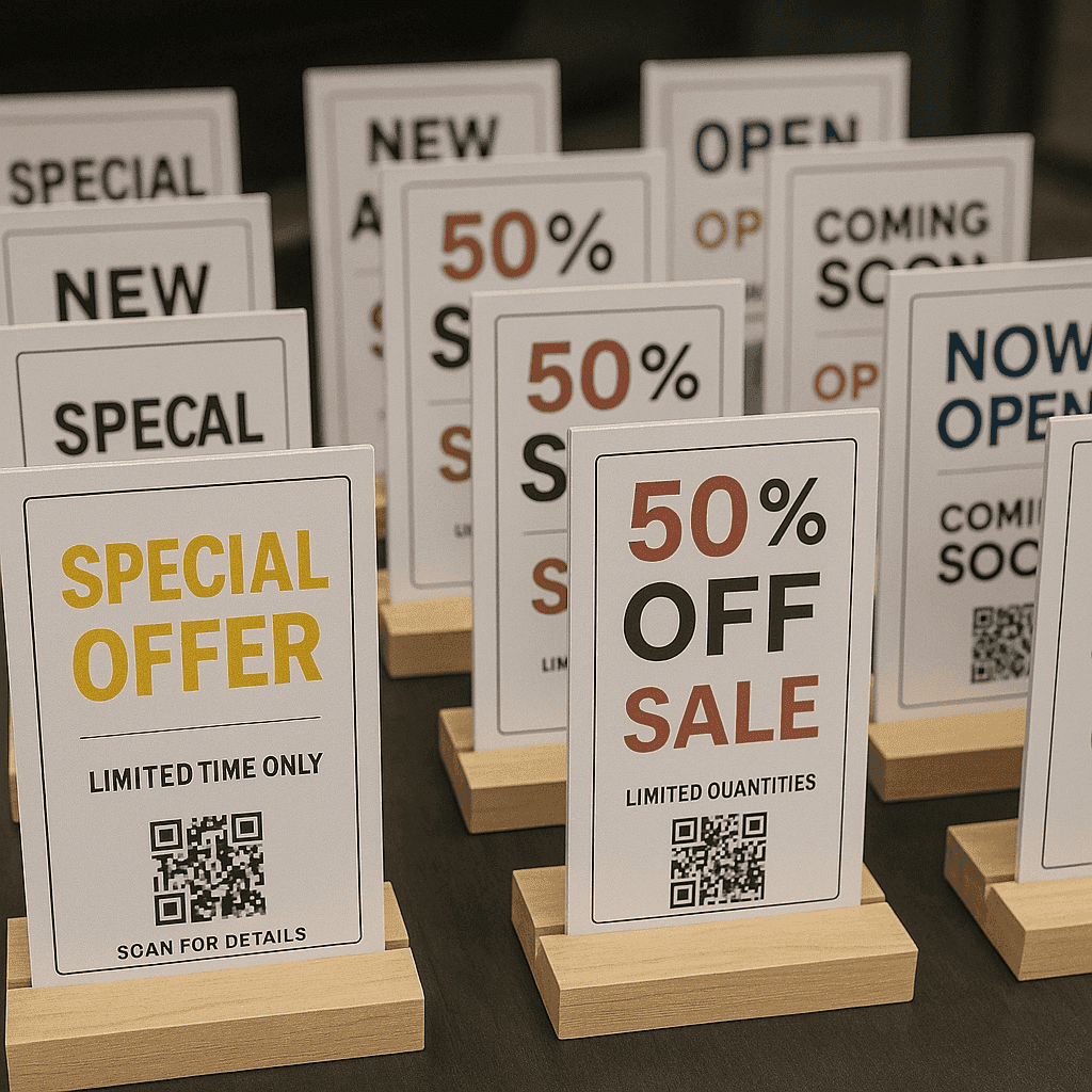 tabletop acrylic signs