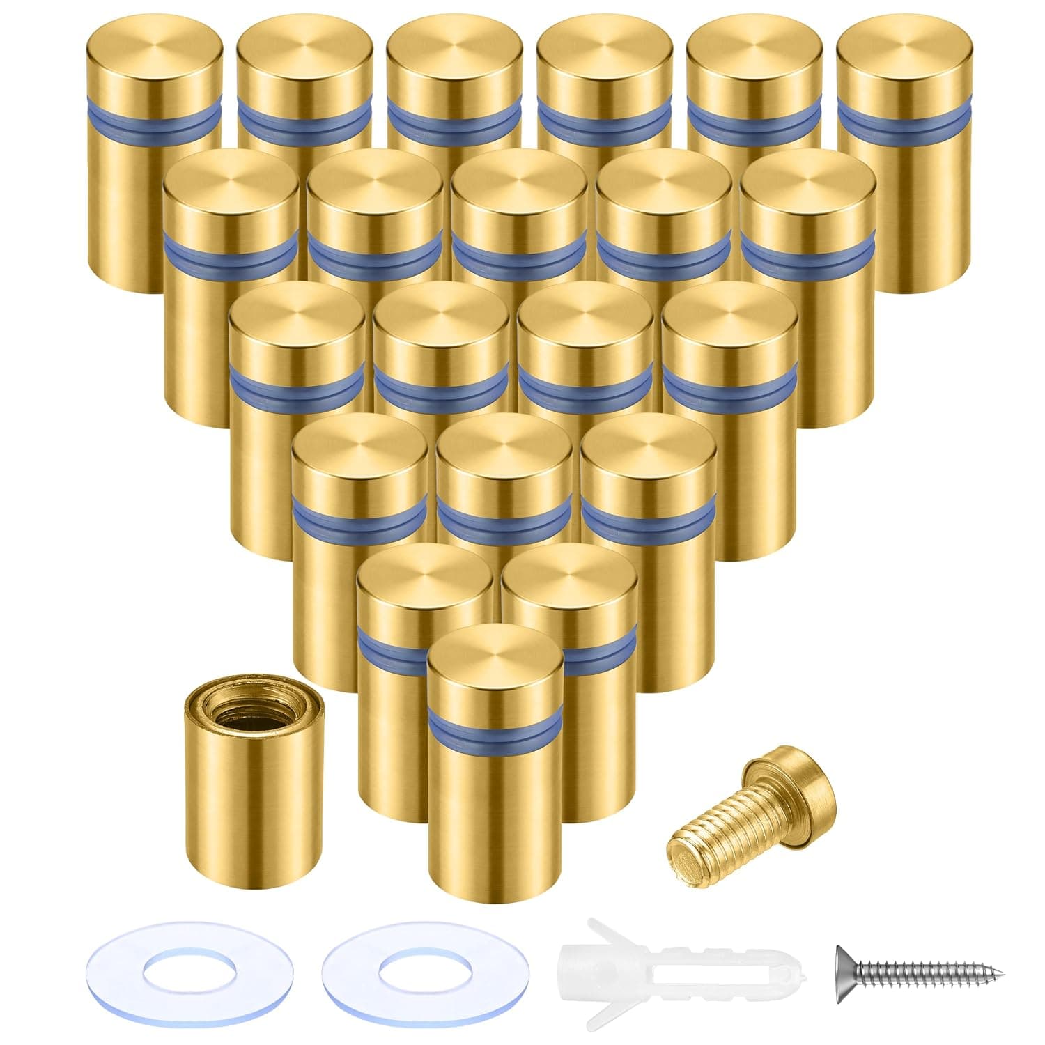 Gold sign standoffs — ½″ × ¾″