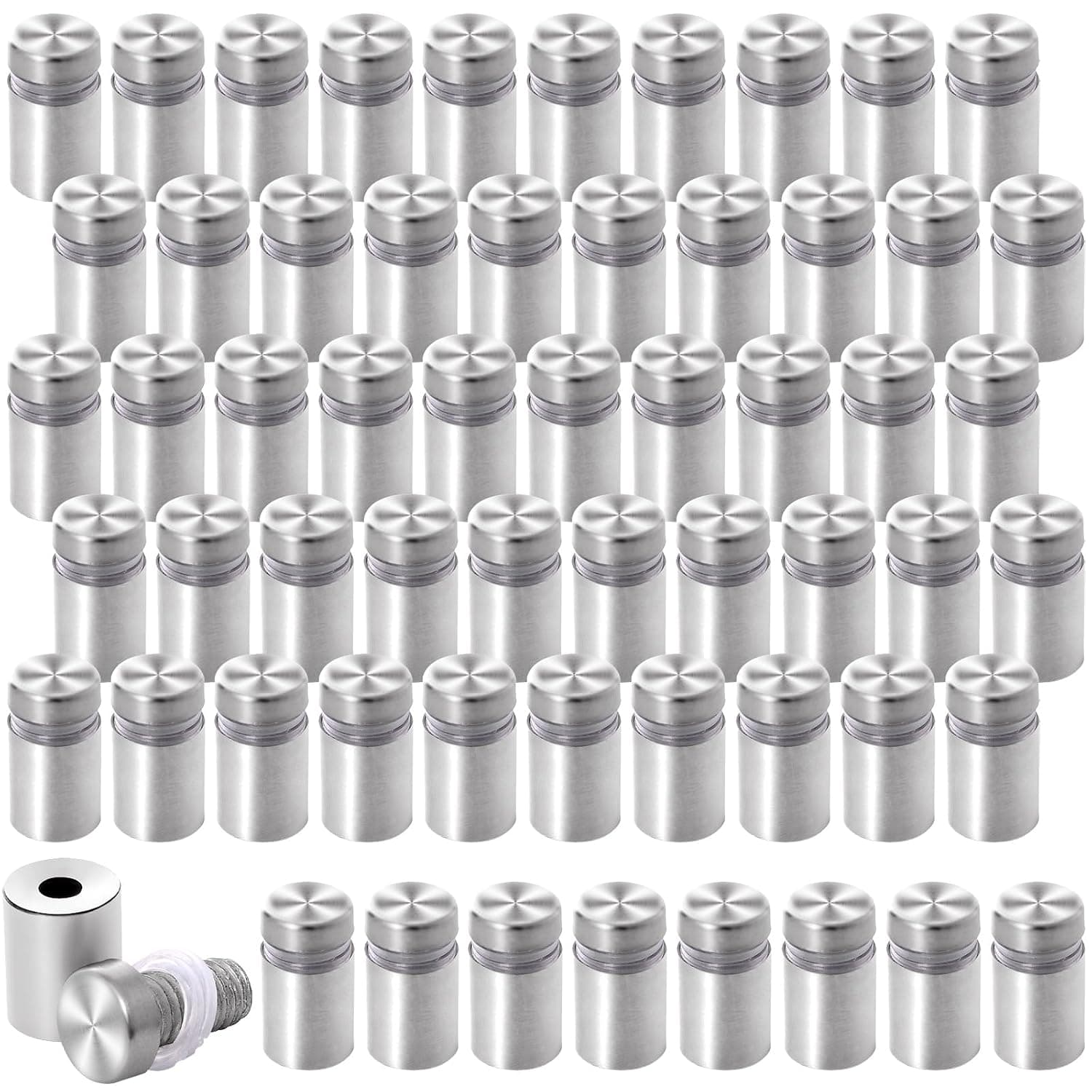Silver sign standoffs — ½″ × ¾″