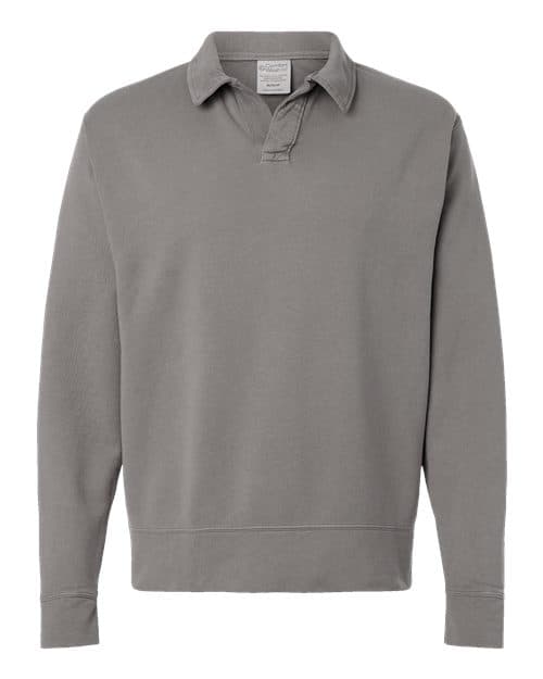 Unisex Garment-Dyed Polo Collar Sweatshirt