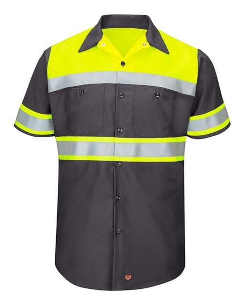 Men's Hi-Visibility Colorblock Ripstop Short Sleeve Work Shirt