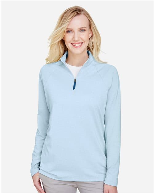 Women's CrownLux Performance® Clubhouse Micro-Stripe Quarter-Zip Pullover