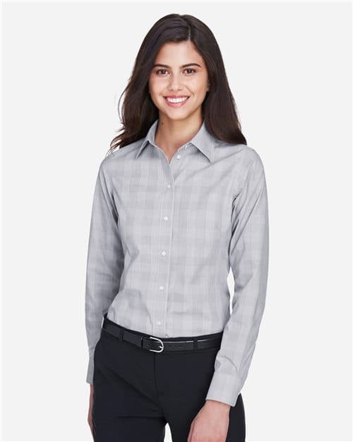 Women's Crown Collection® Glen Plaid Woven Dress Shirt