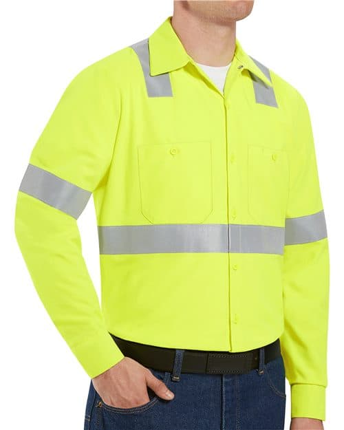 Men's High Visibility Safety Long Sleeve Work Shirt