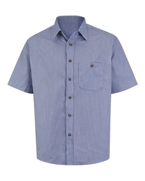 Men's Mini-Plaid Uniform Short Sleeve Shirt