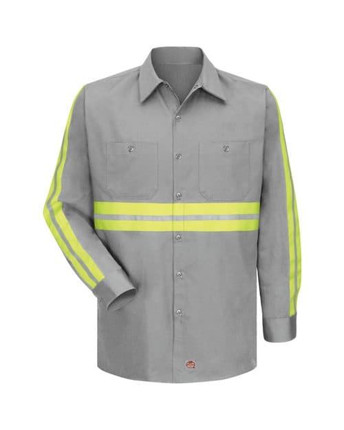 Men's Enhanced Visibility Long Sleeve Cotton Work Shirt