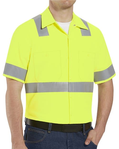 Men's Tall High Visibility Safety Short Sleeve Work Shirt