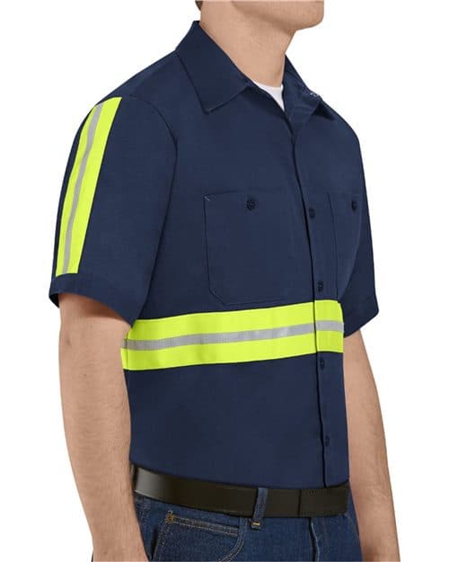 Men's Enhanced Visibility Short Sleeve Cotton Work Shirt