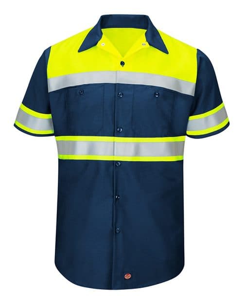 Men's Tall Hi-Visibility Colorblock Ripstop Short Sleeve Work Shirt