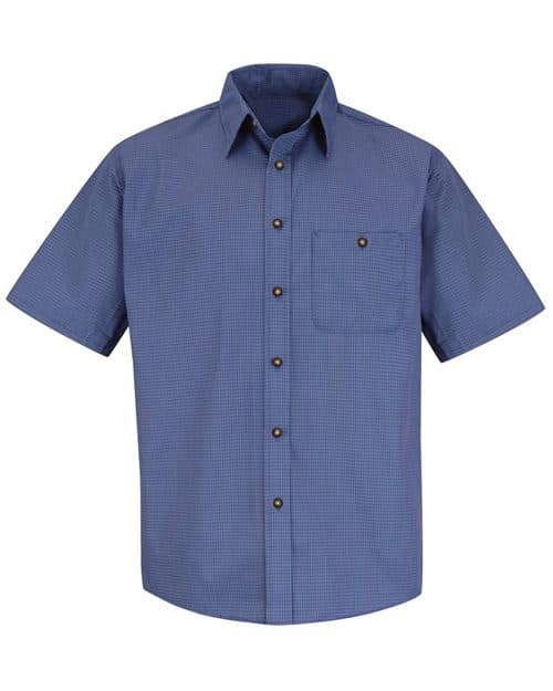Men's Tall Mini-Plaid Uniform Short Sleeve Shirt