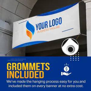 Custom Banners image showing a banner hung across archway