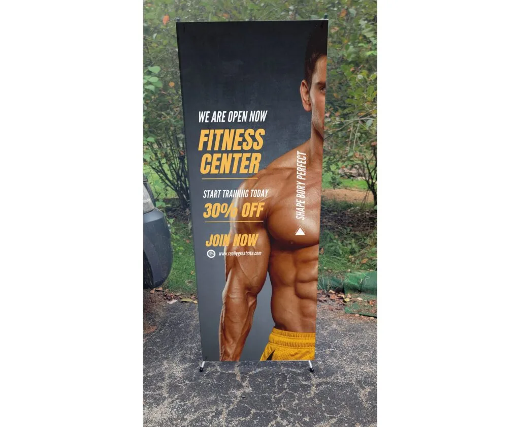 Small x banner stand with custom banner option