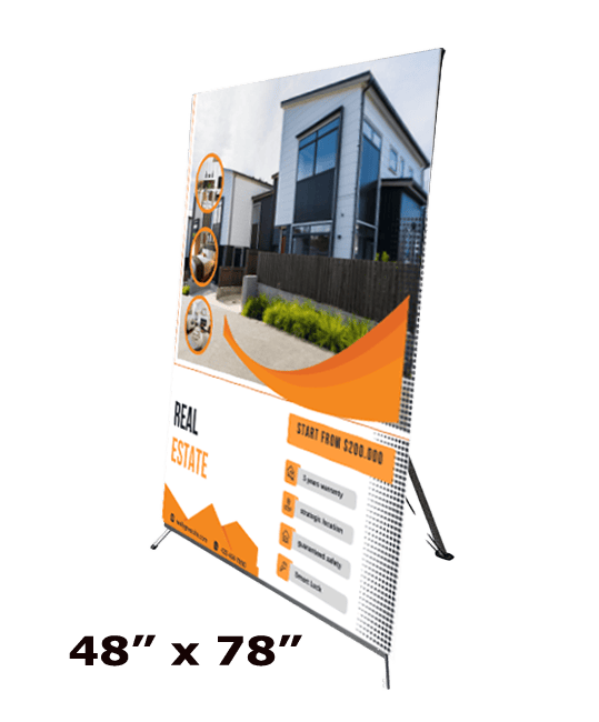 Large X banner stand 48 x 78 with custom banner display