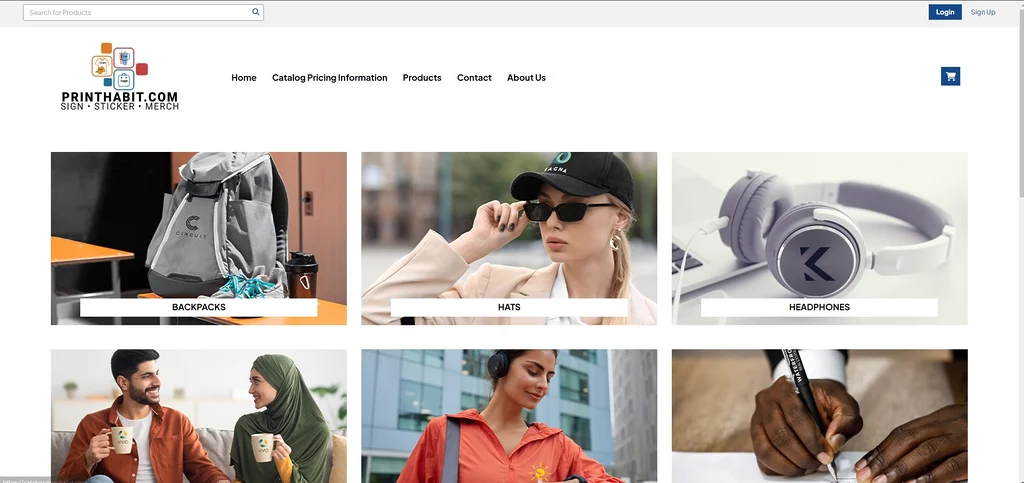 Online supplier catalog page screenshot