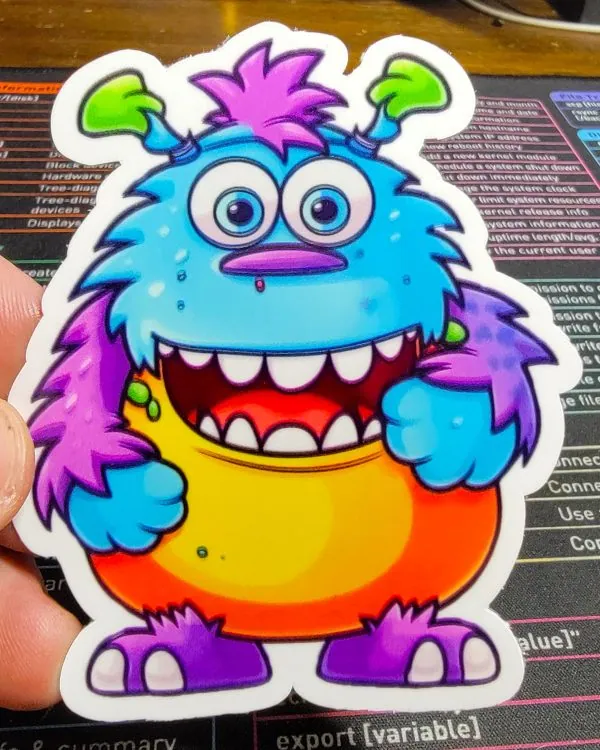 Image of a custom laminated sticker