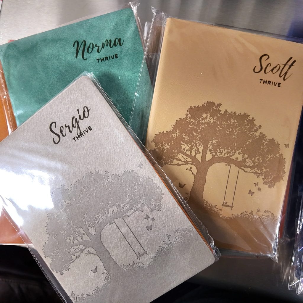 Image of custom laser engraved leatherette notebooks