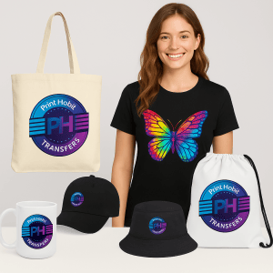 DTF Transfers By Size on various promotional products