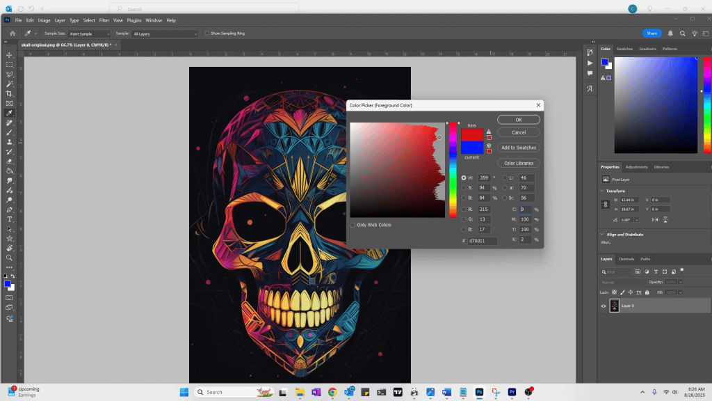image of color picker set to show out of gamut colors