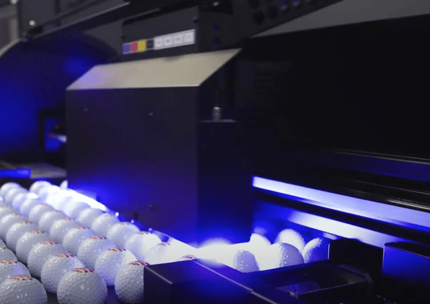 image of UV printer UV printing golf balls